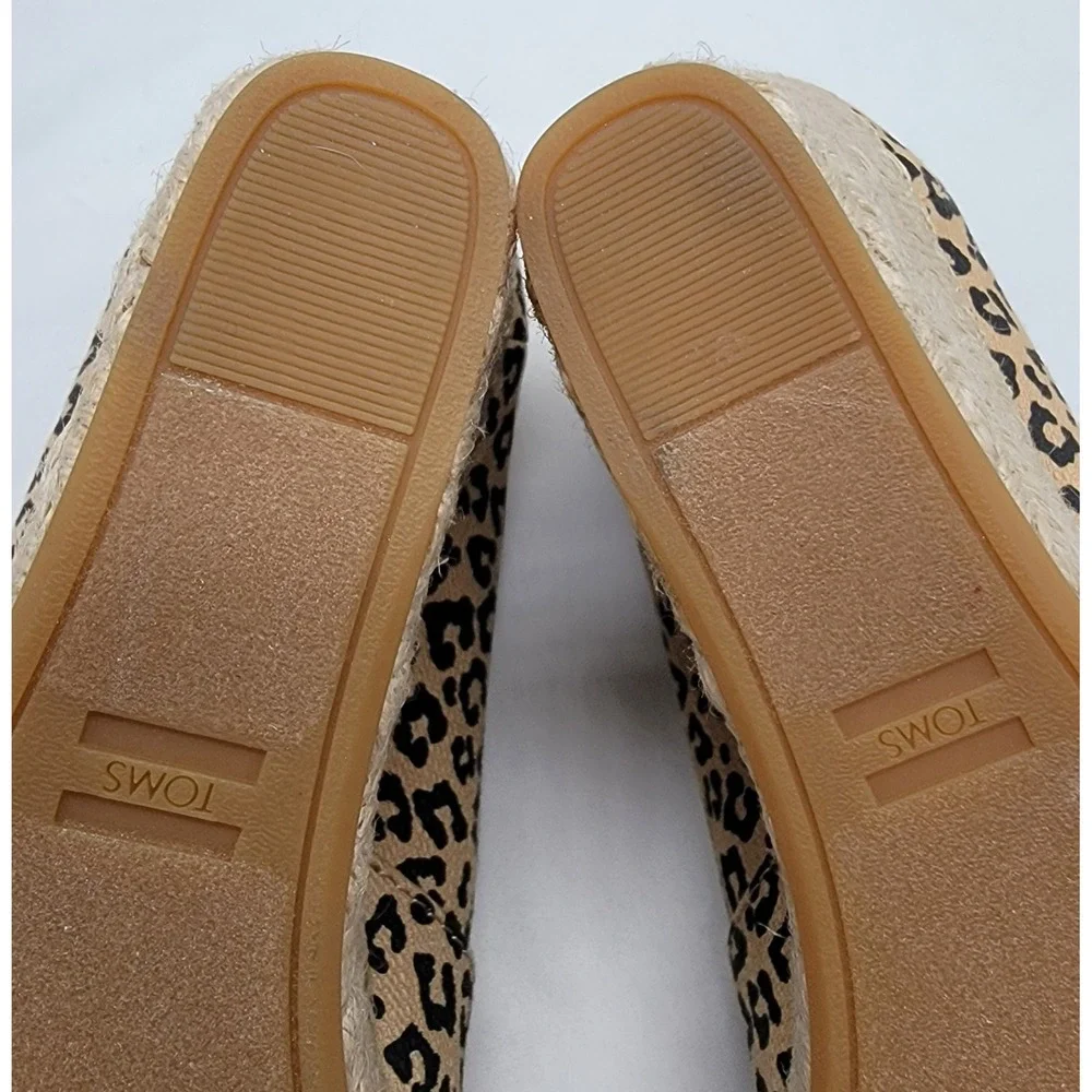 TOMS Michelle Espadrille Wedge Sandals Cheetah Print Women's Peep Toe Slip-On